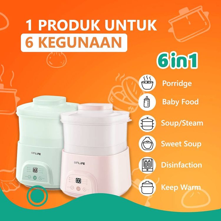 Slow Cooker Mukti Fungsi 6 in 1 Flife Fc-30Nc01 Kapasitas 1 Liter