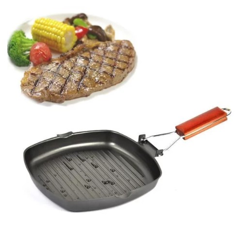 Square grill pan panci panggang bbq teflon tebal anti lengket