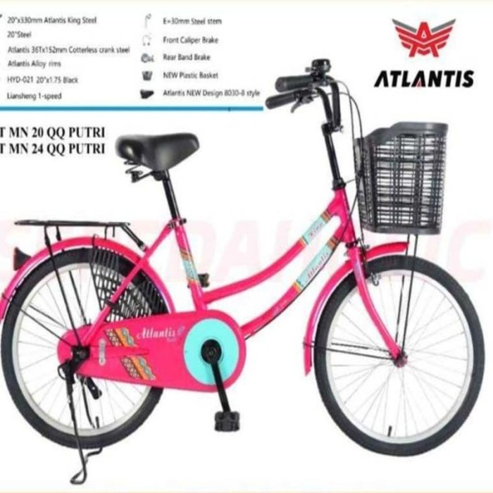Bebas Ongkir - Sepeda Keranjang Dewasa Mini Atlantis Qq Putri Ukuran