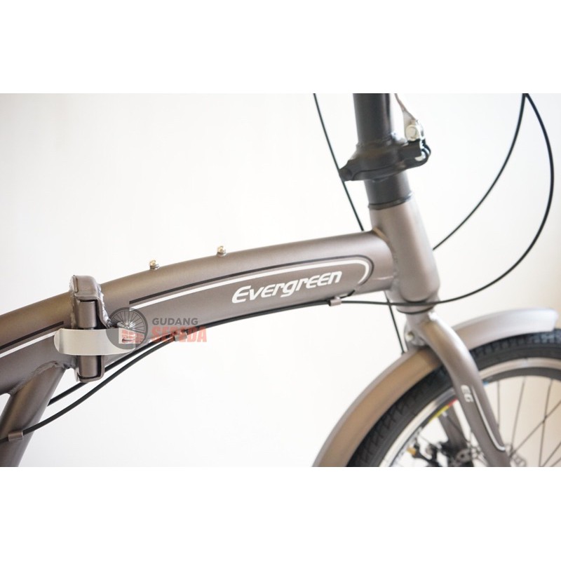 Khusus Gojek/Grab Instant Sepeda Lipat Evergreen 20 Double Discbrake Cakram Import Taiwan bisa COD gudang foldingbike-7