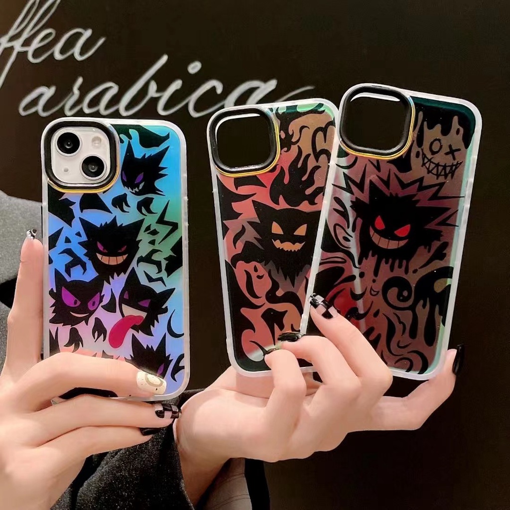 LASER GRADIENT PHONE CASE FOR CASE IPHONE 14 13 12 11 PRO MAX XR X XS MAX 14 PRO 14 MAX SMALL GHOST ILLUSTRATION ACRYLIC DROP RESISTANT