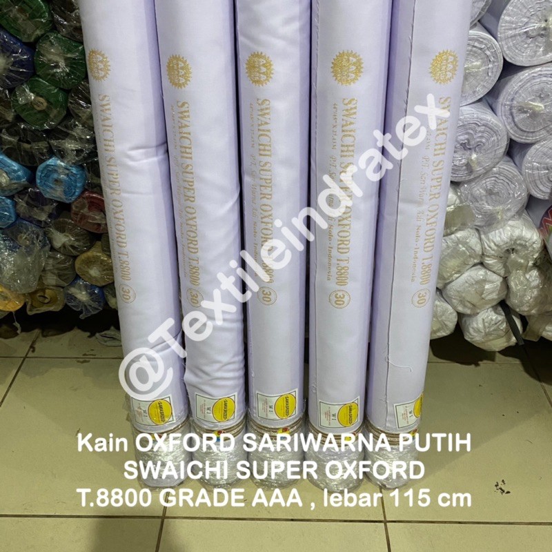 ( per 1 roll ) KAIN OXFORD SARIWARNA PUTIH POLOS SERAGAM SEKOLAH PDH DOKTER KERUDUNG TOTEBAG MASKER JILBAB LB115