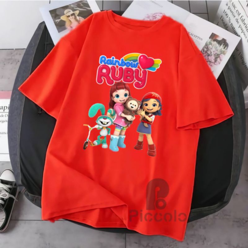 baju kaos anak ruby rainbow bahan premium