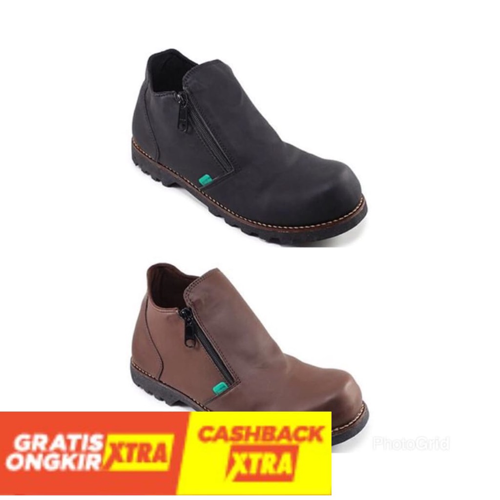 ORIGINAL  - Sepatu cowok kickers boots resleting safety murah kulit buck