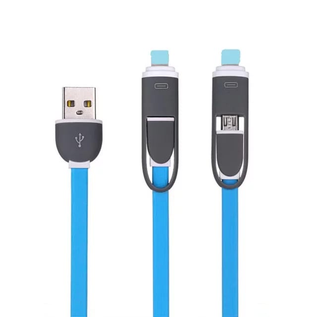 KABEL DATA CASAN MICRO USB PLUS IPHONE KABEL DATA CASAN HP 2IN1 PANJANG KABEL 1 METER 2IN1 CELL CHARGING CABLE