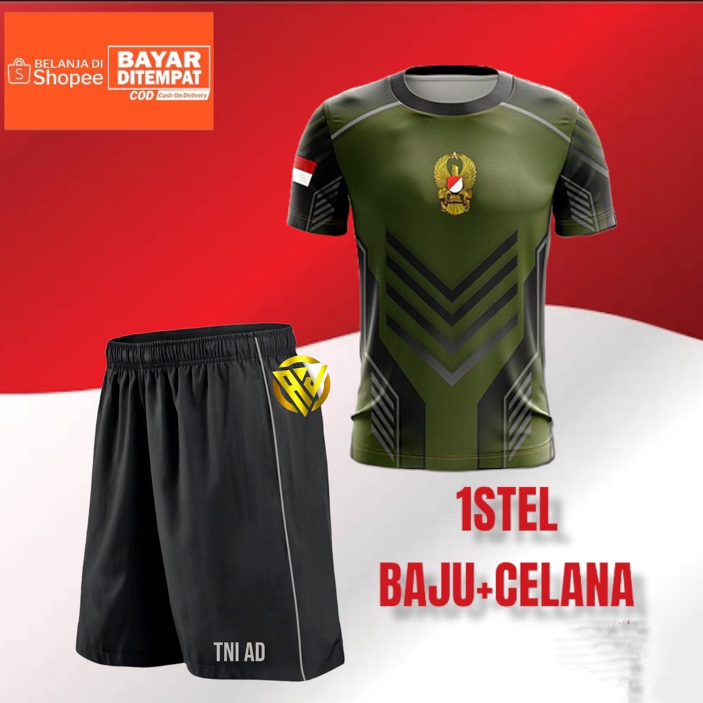 BAJU STELAN OLAHRAGA TNI || STELAN AEROBIK JERSEY TNI AD HIJAU FULLPRINT BISA COD BAYAR DI EMPAT