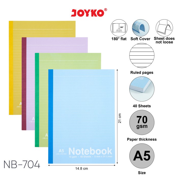 

Buku Tulis Catatan Notebook Joyko Soft Cover - NB-704 A5