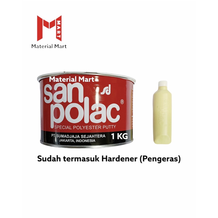 Dempul Sanpolac 1KG | San Polac 1 KG | Dempul Mobil Motor Besi Kayu | Material Mart