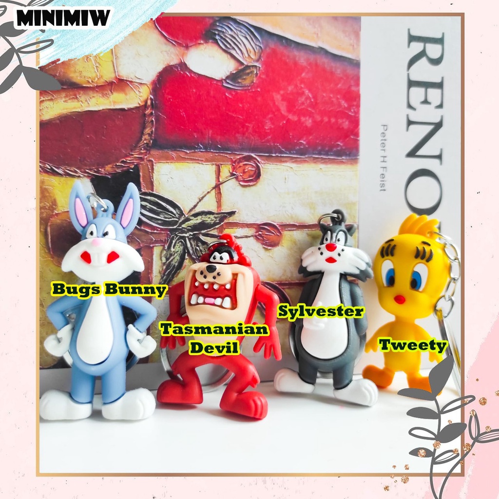 GANTUNGAN KUNCI KARET / RUBBER KEYCHAIN 3D LOONEY TUNES LUCU GANCI KEY CHAIN KEY RING