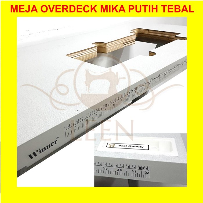Meja Overdeck / Kam TEBAL MIKA PUTIH Mesin Jahit Overdek Industri LEEN