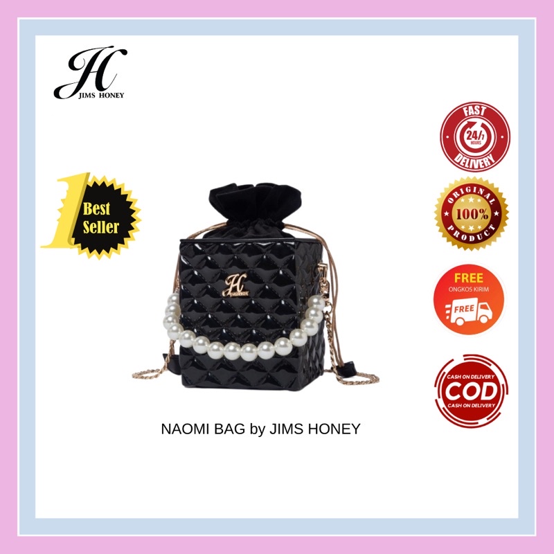 JIMS HONEY NAOMI MINI BAG tas kubus kotak lucu selempang jinjing wanita import ori hangout fashion c