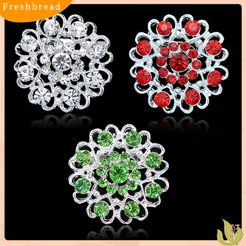 [ TERLARIS]Rhinestone Crystal Brooch Hollow Out Collar Pin Silver Plated Flower Jewelry