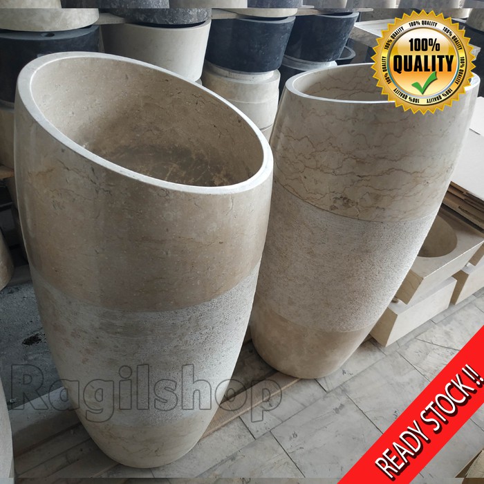 Paket Pedestal Wastafel 1 Set Model Keong Drum Asli Batu Alam Marmer Tulungagung Ragilshop