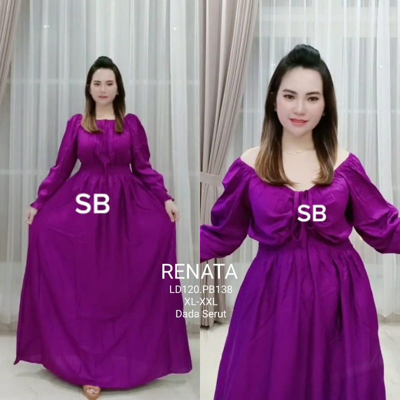 dress Renata dress serut panjang long dress jumbo