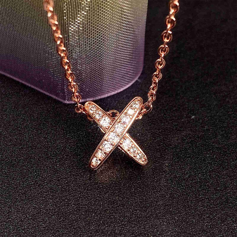 Kalung Rantai Klavikula Bahan Sterling Silver 925 Desain Huruf X Untuk Wanita