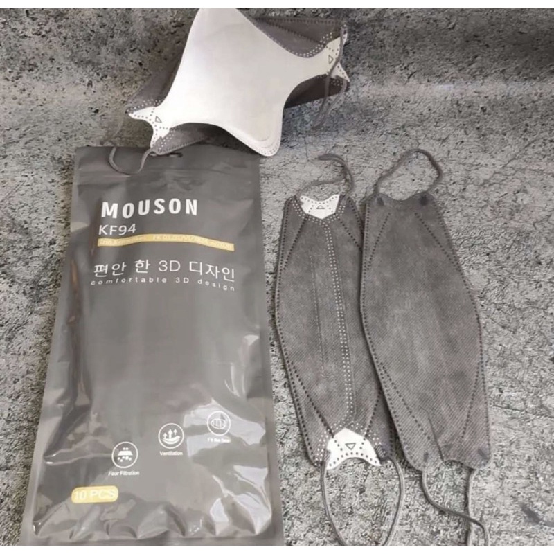 MASKER KF94 MOUSON EMBOSS EARLOOP KOREA 4PLY MASKER MOUSON 4D IMPORT PER SACHET