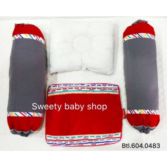 Bantal peyang guling bayi set sarung bisa lepas polos snooby line series