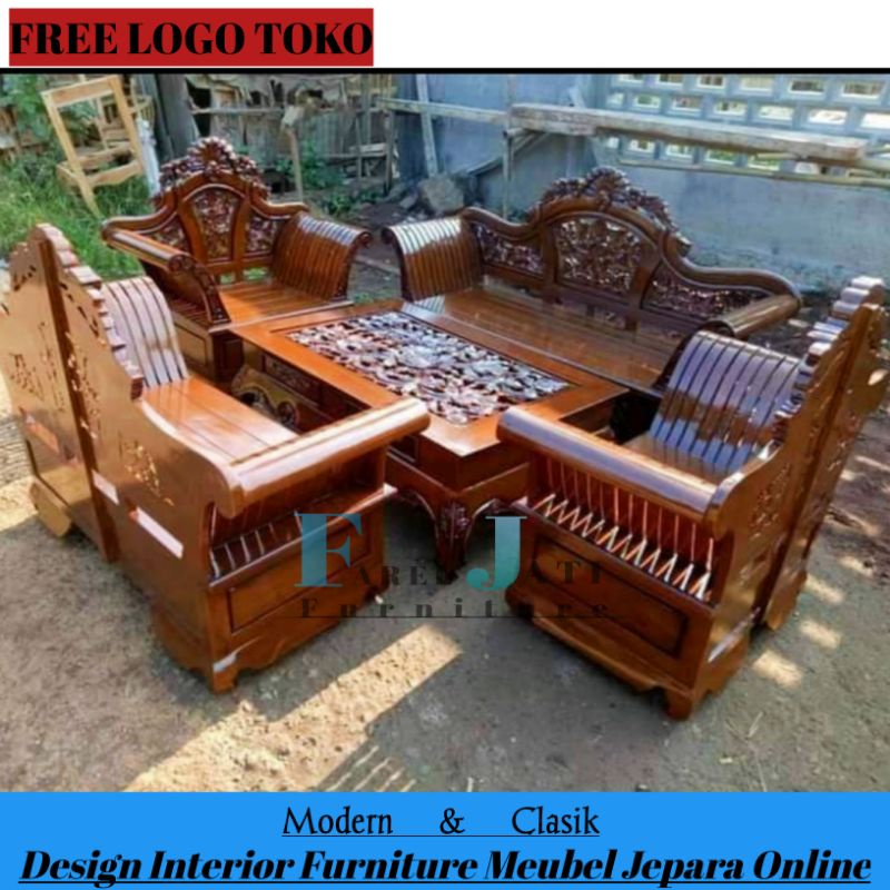 KURSI MEJA RUANG TAMU MADURA UKIR MINIMALIS JATI MURAH MEWAH FURNITURE JEPARA BERKUALITAS 3211