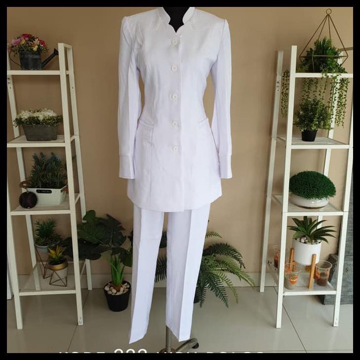 Baju Blazer Perawat Wanita Putih Putih Suster Rumah Sakit Bidan Sragam