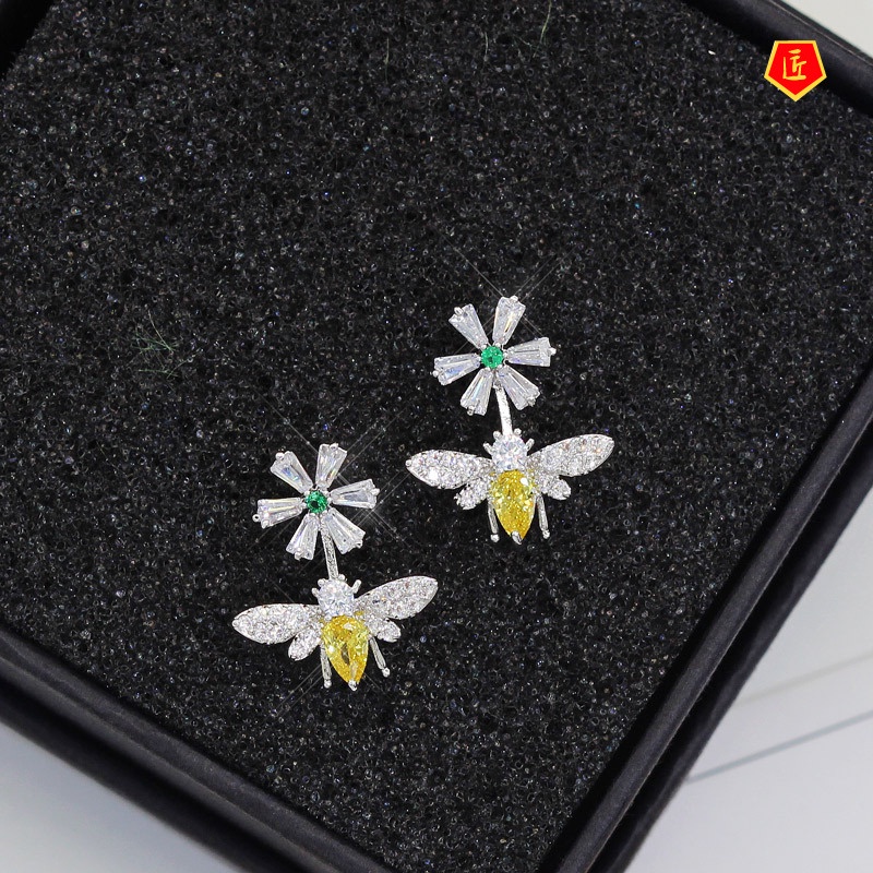 [Ready Stock]Female Luxurious Style Little Bee Flower Stud Earrings