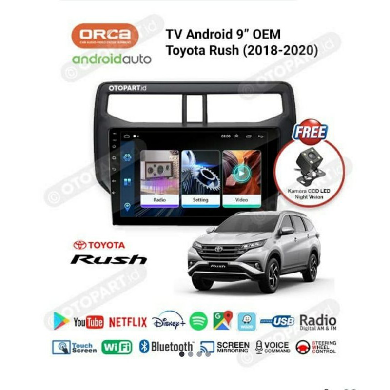 Head unit oem rush - tv android toyota rush - tv android orca adr9988 9 inch
