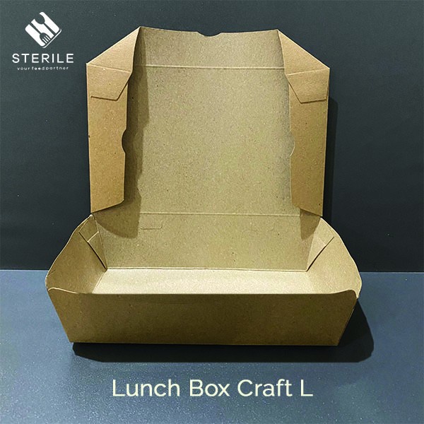 paper lunch box size L bahan ECO kraft foodgrade / paper box coklat