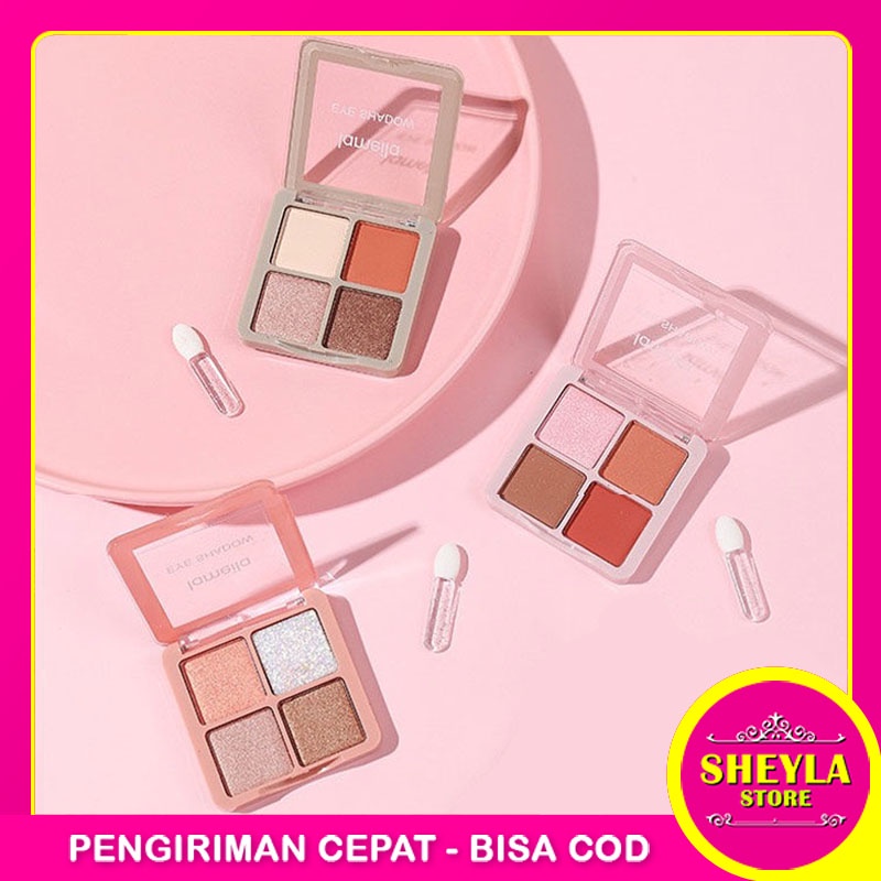 Lameila Eyeshadow Pallet Matte Glitter 4 Colors / Eye Shadow Warna Kombinasi Gliter / Mini Palette Korean Waterproof / TS-58