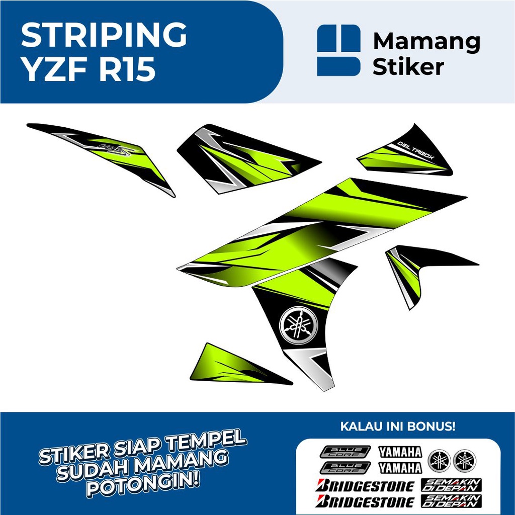 STRIPING YAHAMA R15 V2 SEMIFULLBODY GRAFIS (12) SIMPEL/STICKER MOTOR R15 LAMA SEMI FULL BODY/STIKER 
