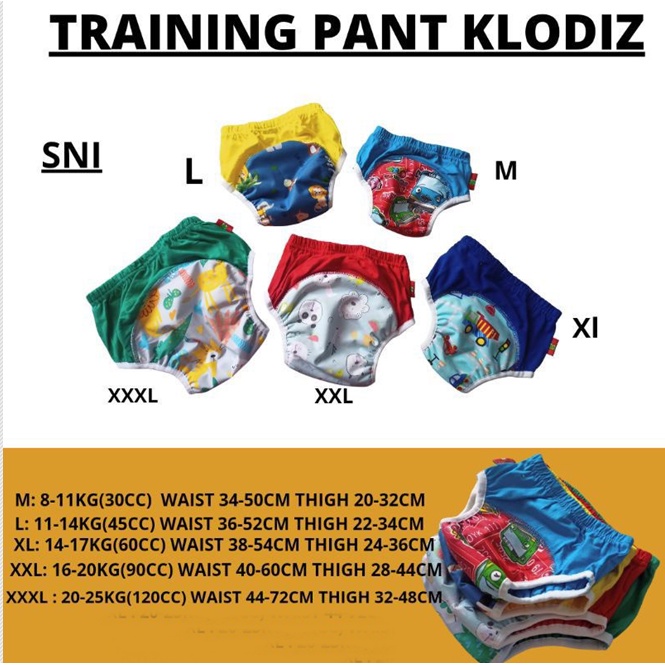 Clodi Training Pants Bayi Popok Kain Cuci Ulang Clodi Celana Latihan Pipis bayi Popok Cloth Diapers Ukuran L BB 11-14 Kg