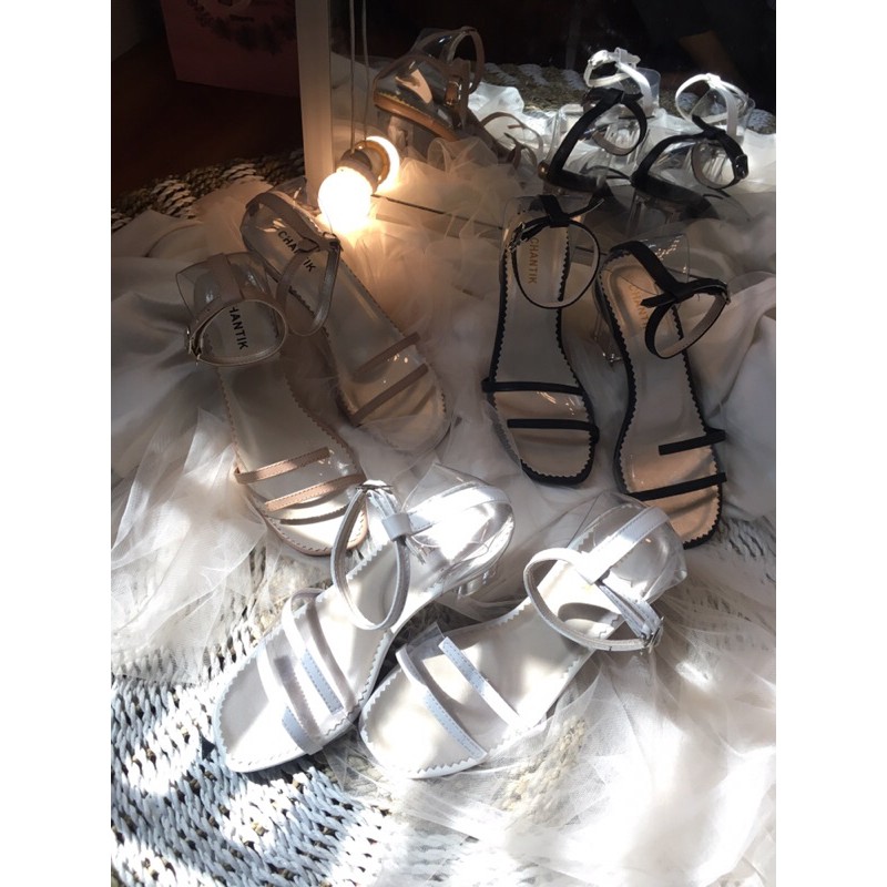 Tiffany Heels kaca sepatu transparan akrilik bahan mika kombi sintetis 7cm size 36 - 40 cinderella-3