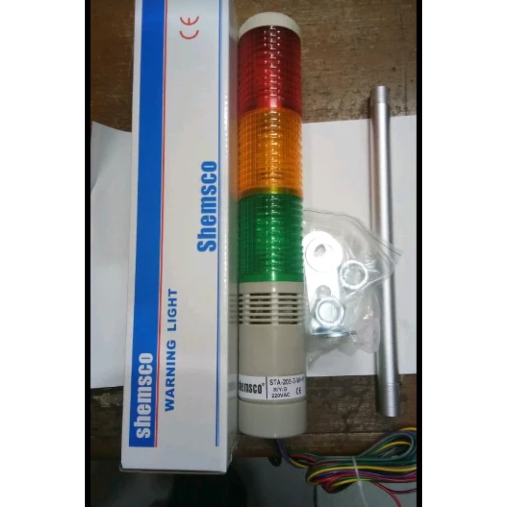 Lampu Tower Light / Lampu Menara 3 Warna Lampu Shemsco (Diam+Buzzer)