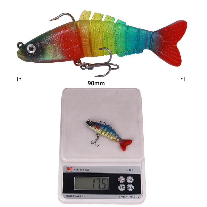 SYFishing 1Pcs Luminous Soft Lure Umpan Pancing Lifelike Jointed Fishing Lure 9cm/17.5g Swimbait Bass Wobbler Kail Memancing Ikan Memancing Tackle