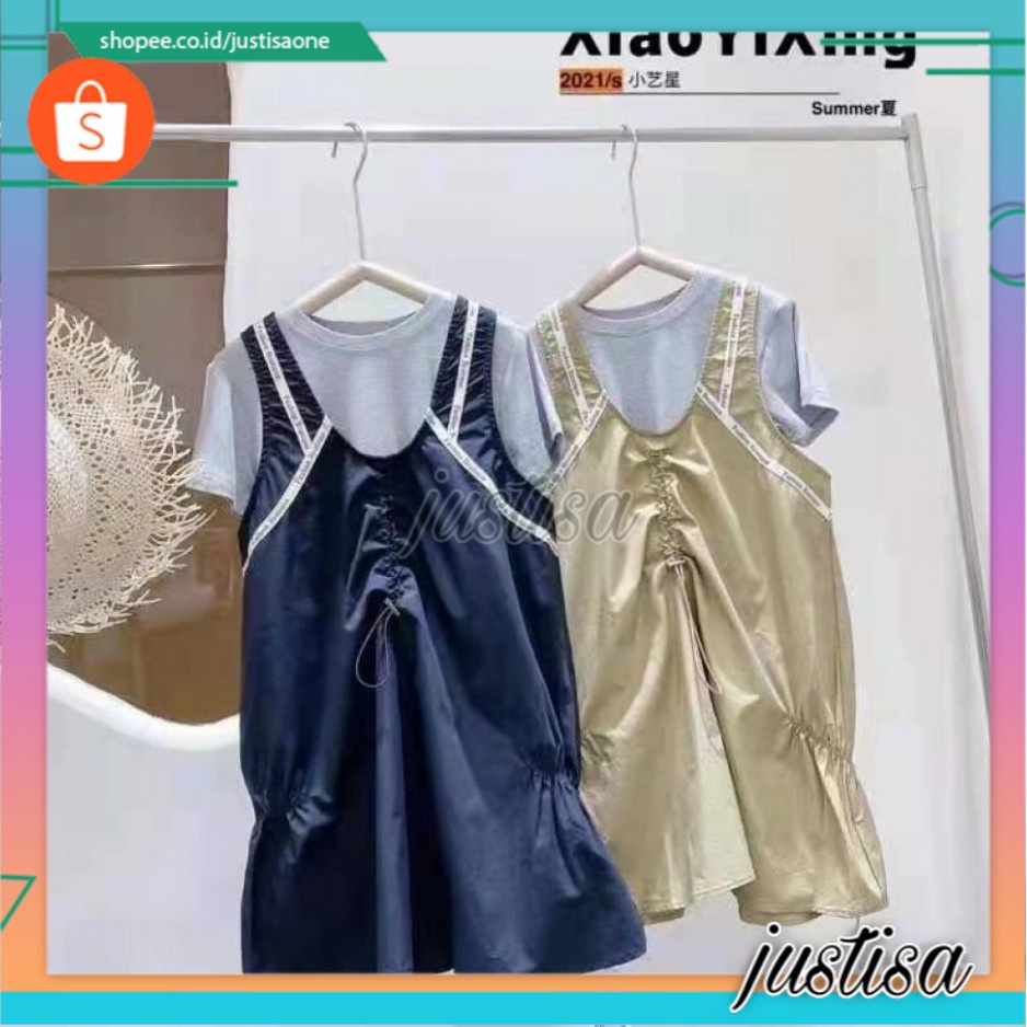 Promo !! dress anak perempuan import LS dress 2in1 basic sabrina line uk 2-4th