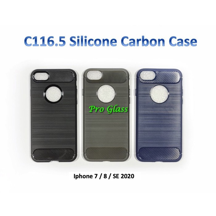 C116.5 Iphone 6 / 6s / 6+ / 7 / 8 / SE 2020 / 7+ / 8+ Premium Carbon Silicone Case - Silikon