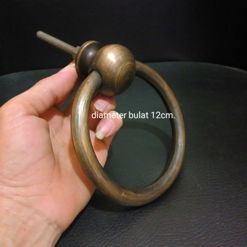 Gagang pintu kuningan gebyok antik 12,5cm.