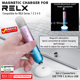 Portable Magnetic Charger For RELX - TYPE C & Micro USB with Color Breathing Light