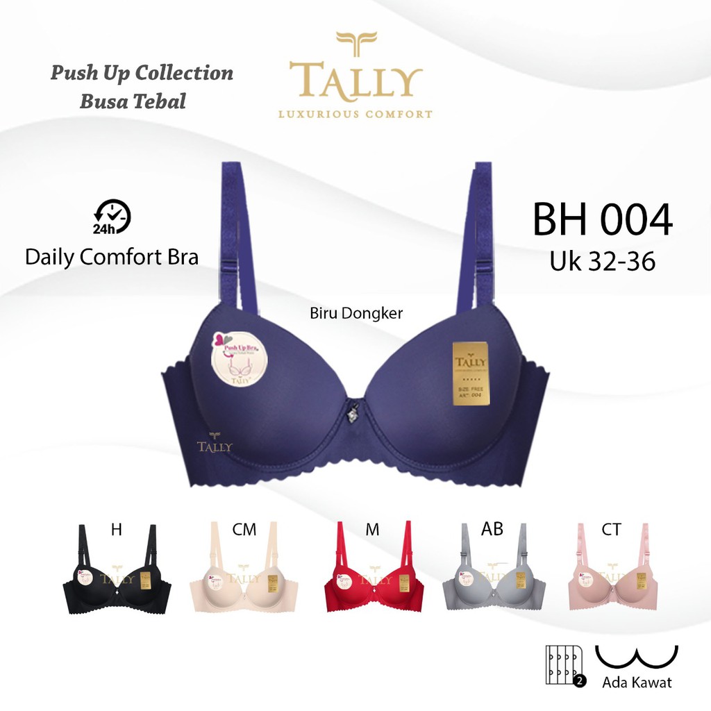 Bra BUSA LEBIH TEBAL Tally 004 (Cup A) Seamless Push Up Pakai Kawat |fk