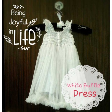 White Ruffle Dress set Neclace Anak Perempuan Impo