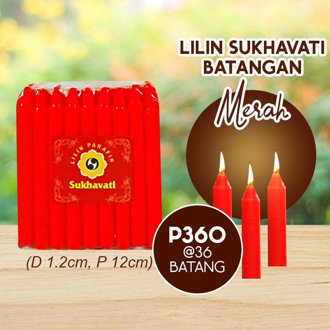 Lilin Batang Sembahyang Sukhavati P360 Merah