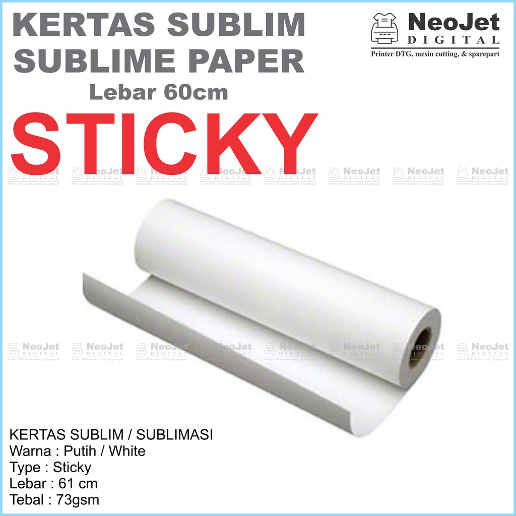 

Kertas Sublim STICKY Sublime Sublimation Transfer Paper Ukuran Lebar 60cm x panjang 100cm Sublimasi