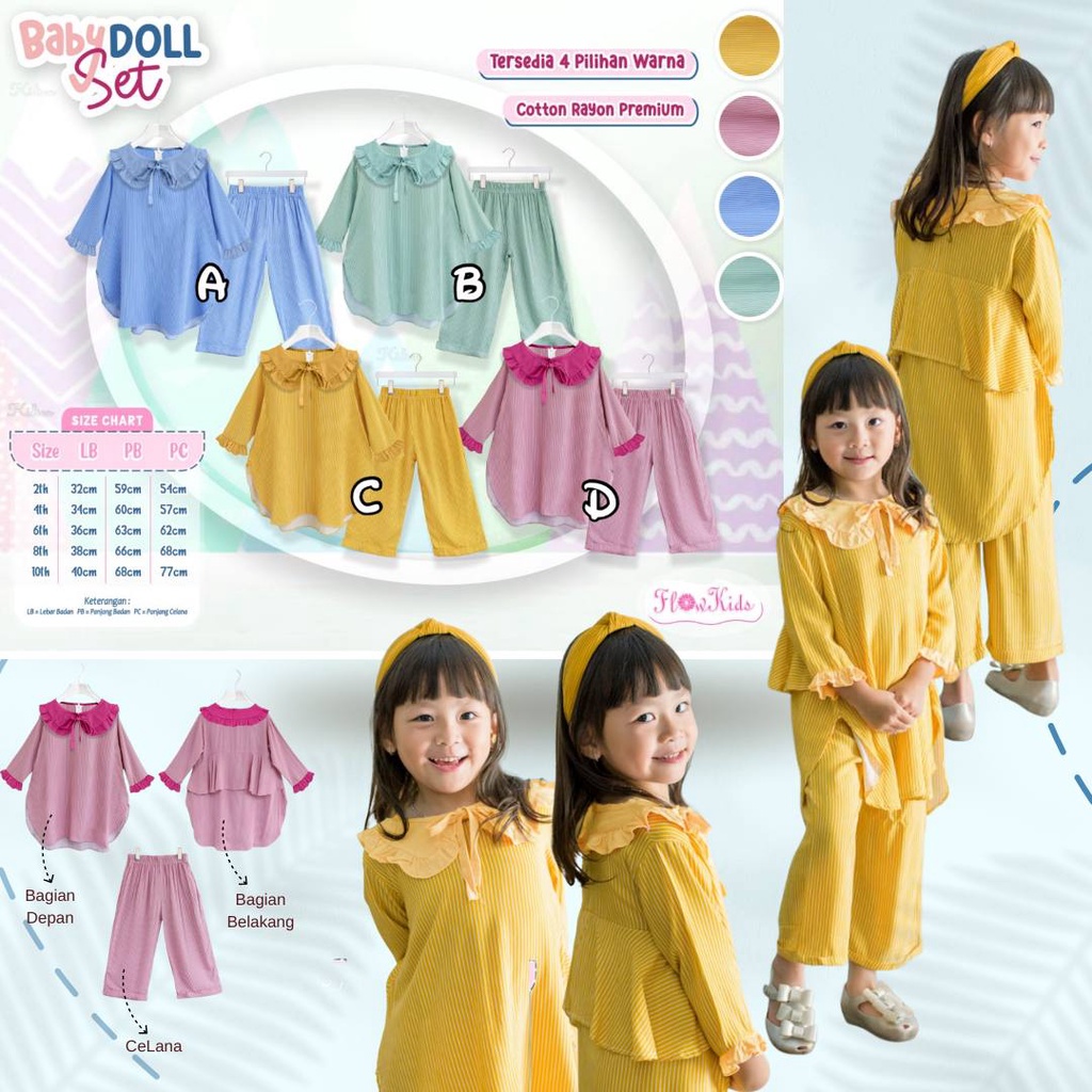 Set BabyDoll Set Flowkids Size 2.4.6.8.10