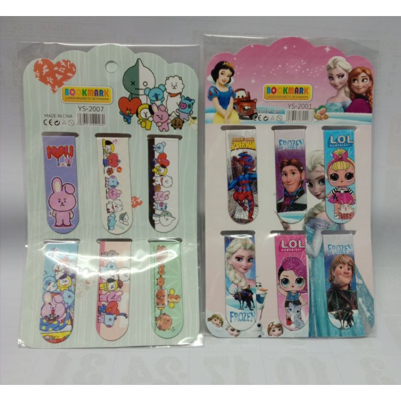 

PEMBATAS BUKU MANGNET BTS BT21 / FROZEN( PERLEMBAR ISI 6 PCS )