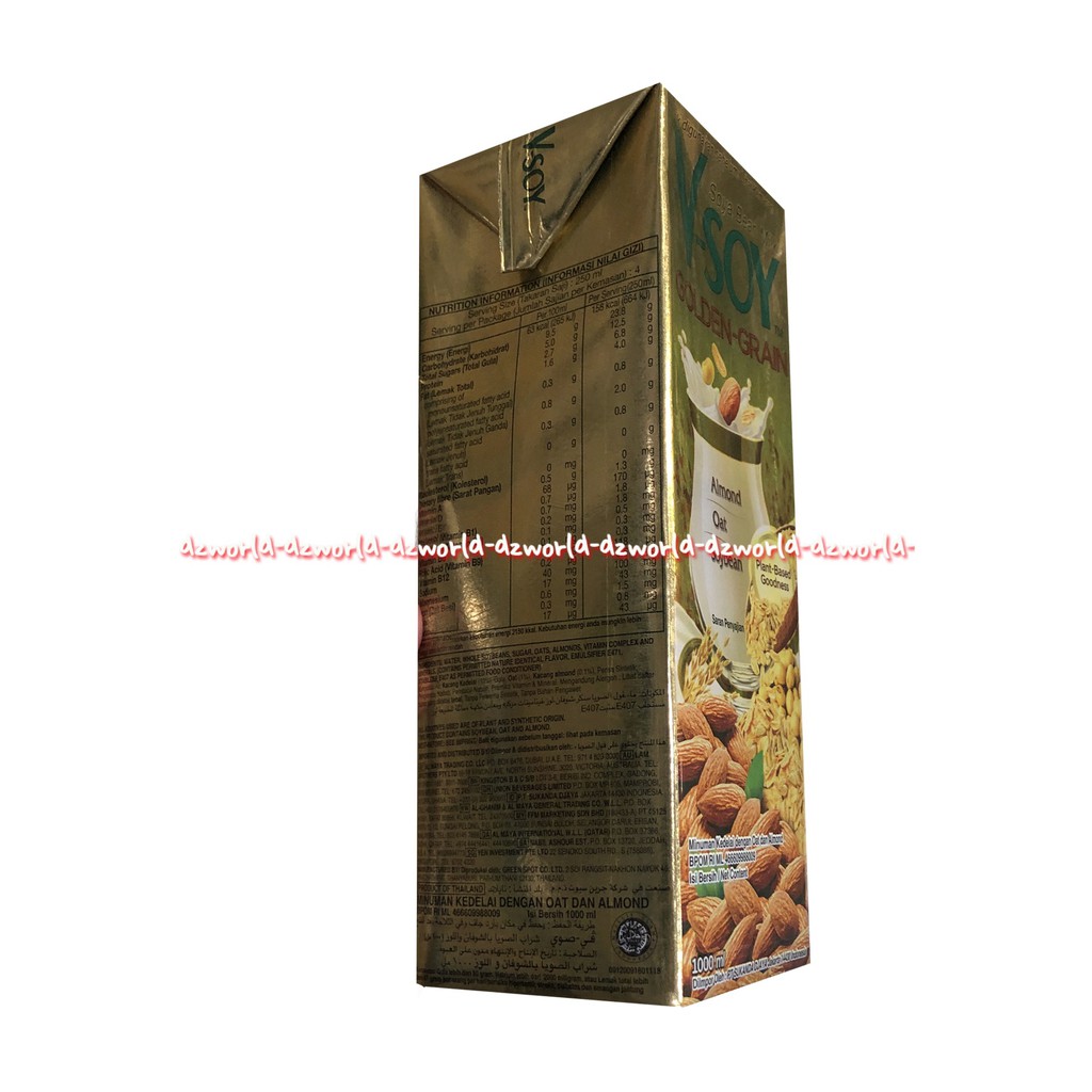 V- Soy Golden Gran Almond Oat 1L Soybean Soya Uht 1 L Susu Oat Almond Kacang Kedelai Siap Minum Vsoy V Soy 1 Liter Susu Gandum U h t