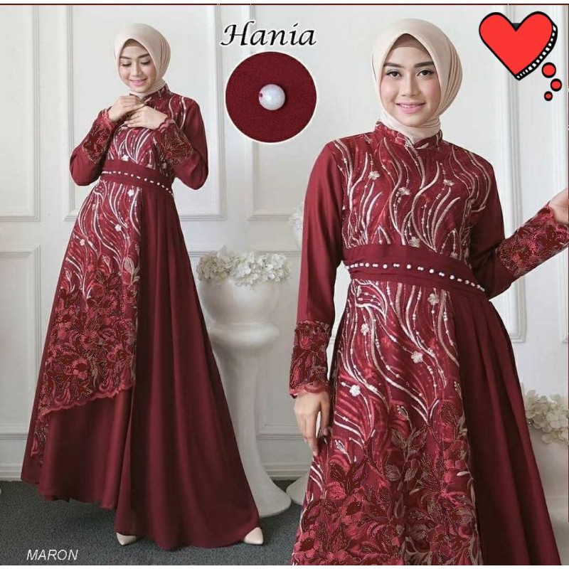 Saroja | Gamis Hania 2 Tone Brokat Mix Seruty Babydoll  | SJ Fashion