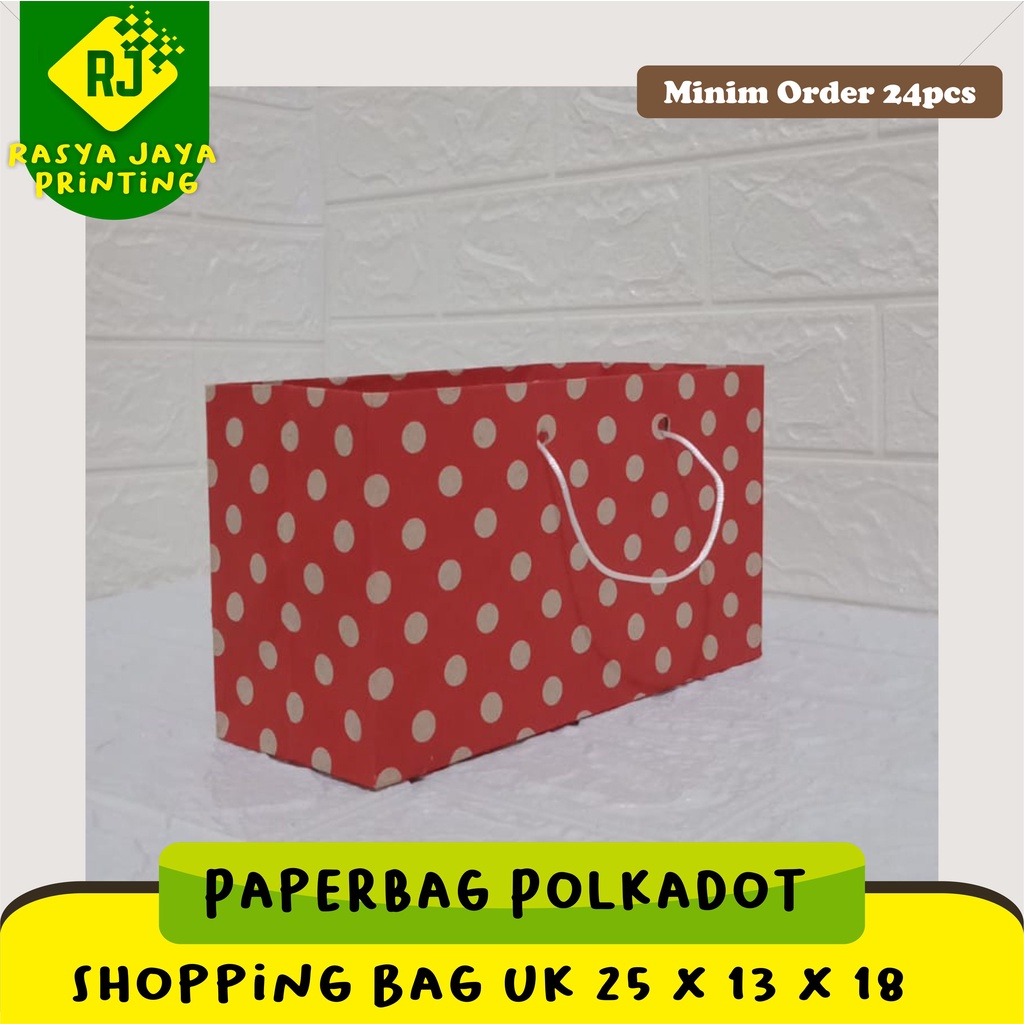 

Paperbag Polkadot Uk 25 x 13 x 18 | Paperbag White Series [MINIM ORDER 12PCS] | Paperbag Souvenir | Paperbag Custom Sablon | Shopping Bag Custom | Goddiebag