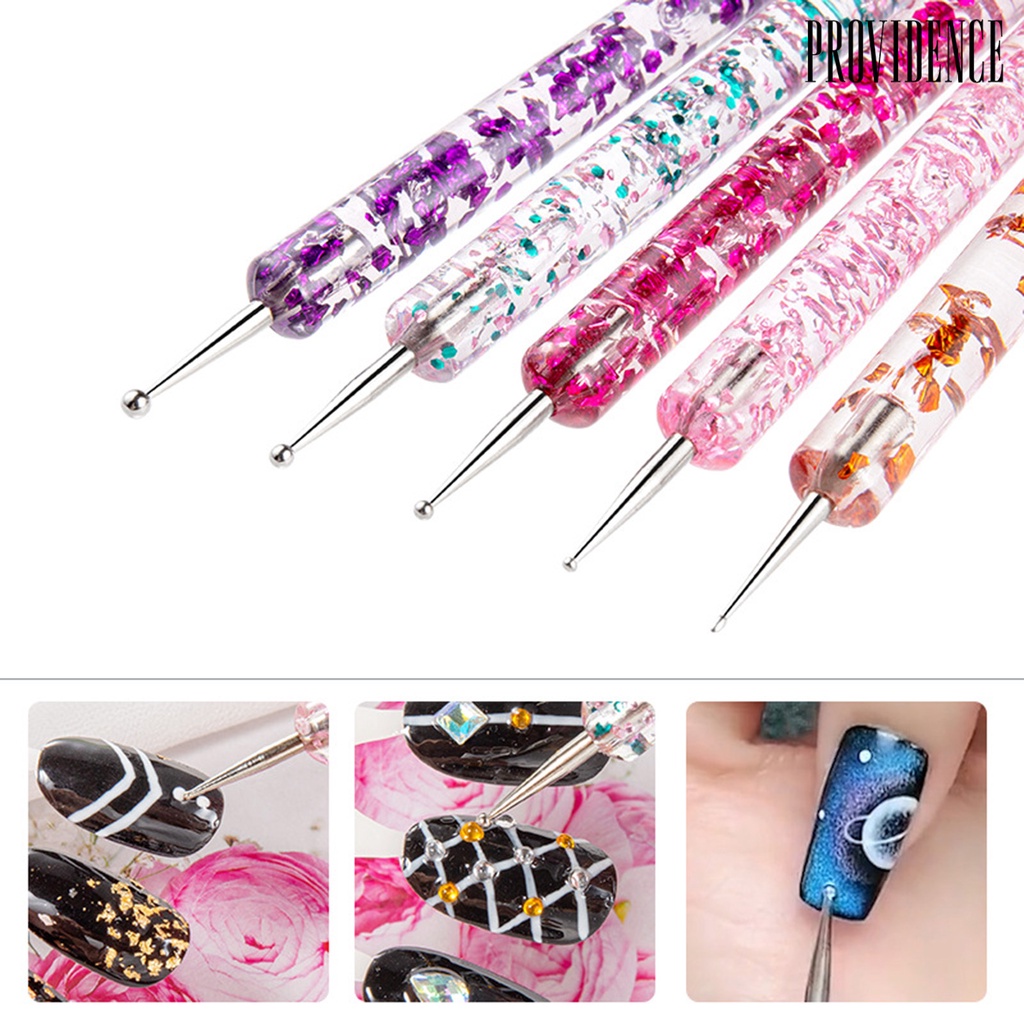 Providence 5Pcs/Set Nail Dotting Pen Double Head Flower Printing Acrylic UV Gel Painting Drawing Manicure Art Dot Point Pen for Beauty