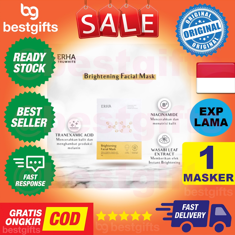 ERHA BRIGHTENING FACIAL MASK MASKER PENCERAH WAJAH MENCERAHKAN NUTRISI GLOWING KULIT MUKA 1 PIECE