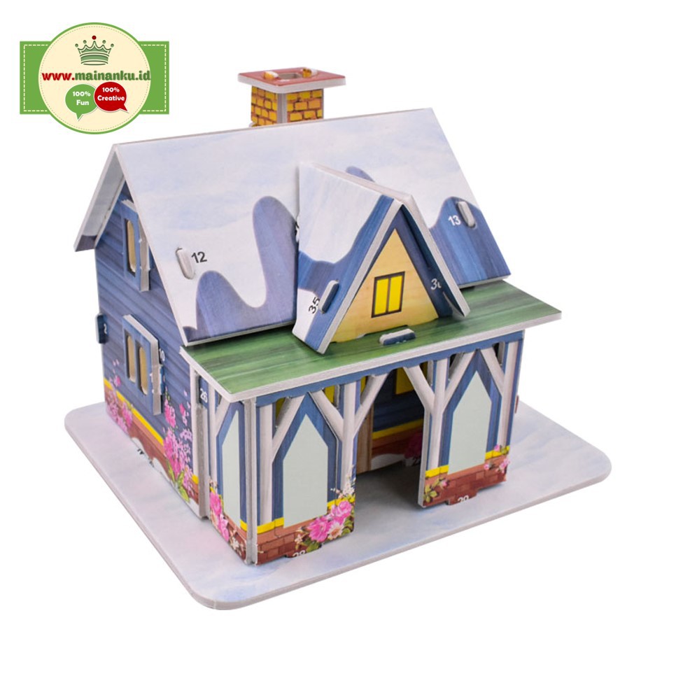 Puzzle 3D Mini | Winter House | Mainan Kecerdasan Anak - 1688O