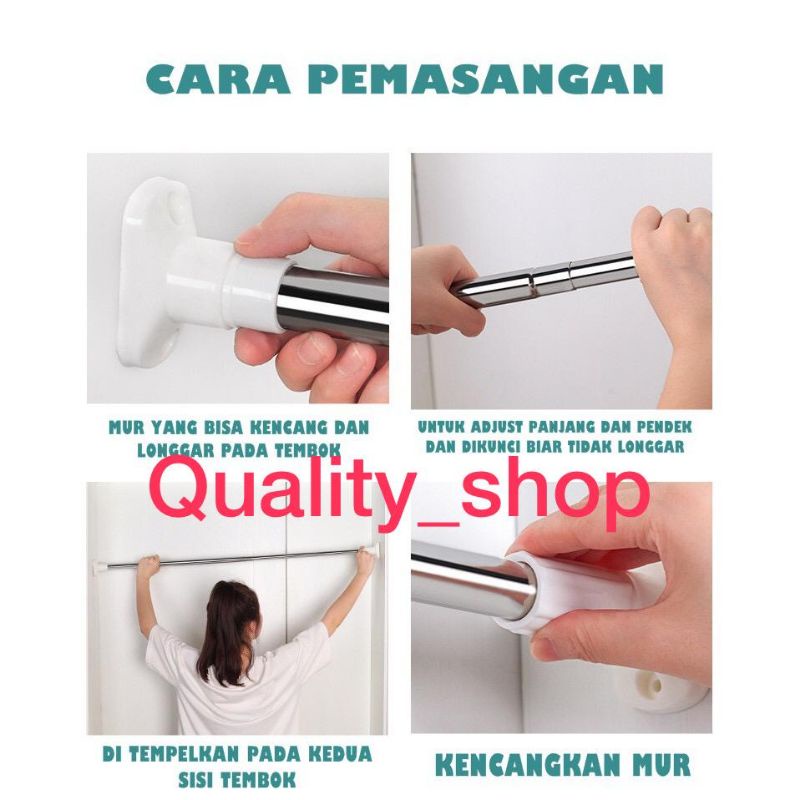 Tiang pipa fleksibel 30CM-280CM tanpa paku /TIANG PIPA KAMAR MANDI/TIANG TONGKAT KOLONG DAPUR/TIANG SERBAGUNA/TIANG TANPA PAKU/TIANG KAMAR MANDI/ TIANG PIPA TONGKAT RAK LEMARI/ TIANG TONGKAT JEMURAN BAJU/TIANG HORDENG GORDENG JENDELA PINTU/tiang stainles.