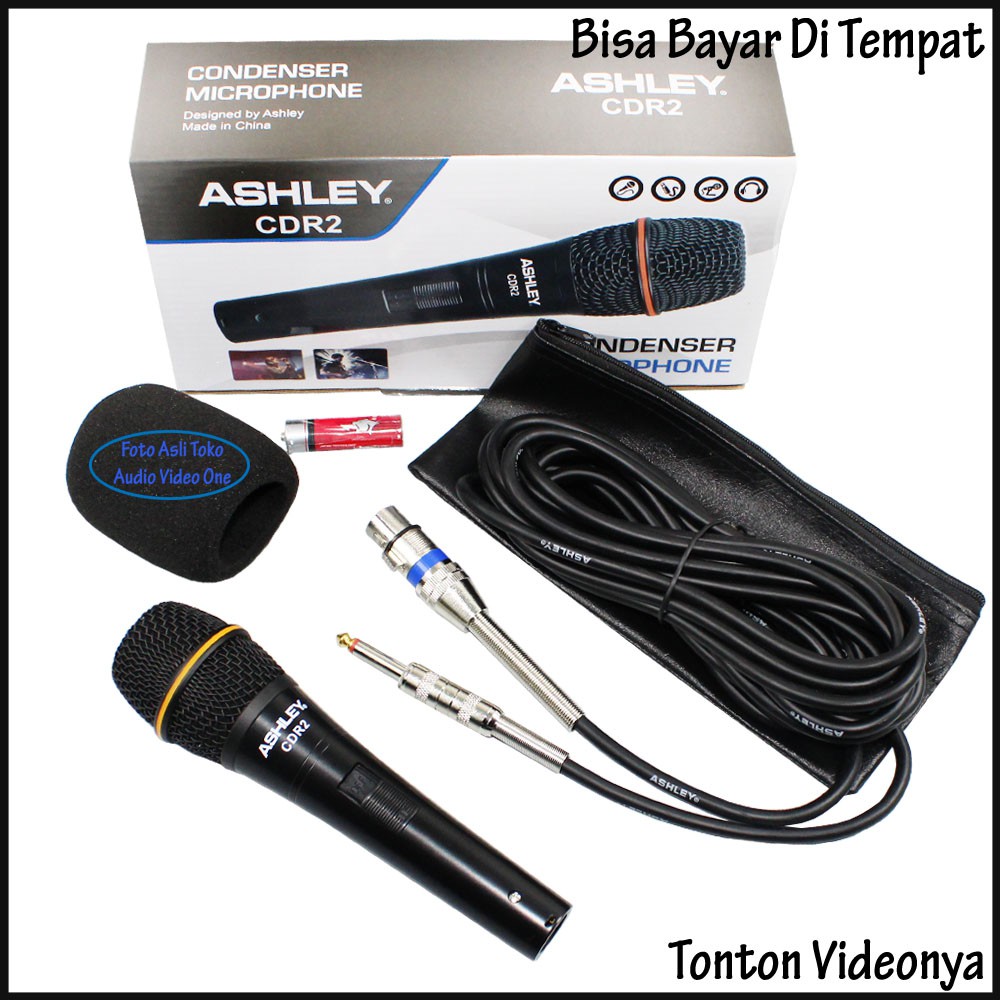 Mic Kabel Ashley CDR-2 Microphone Condenser Mik Vokal Audio Mikrofon Karaoke Garansi